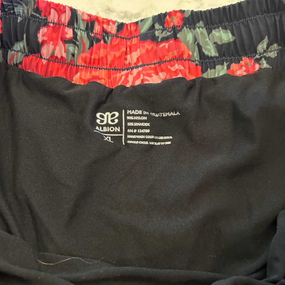 Albion Black Shorts with Red Floral Design